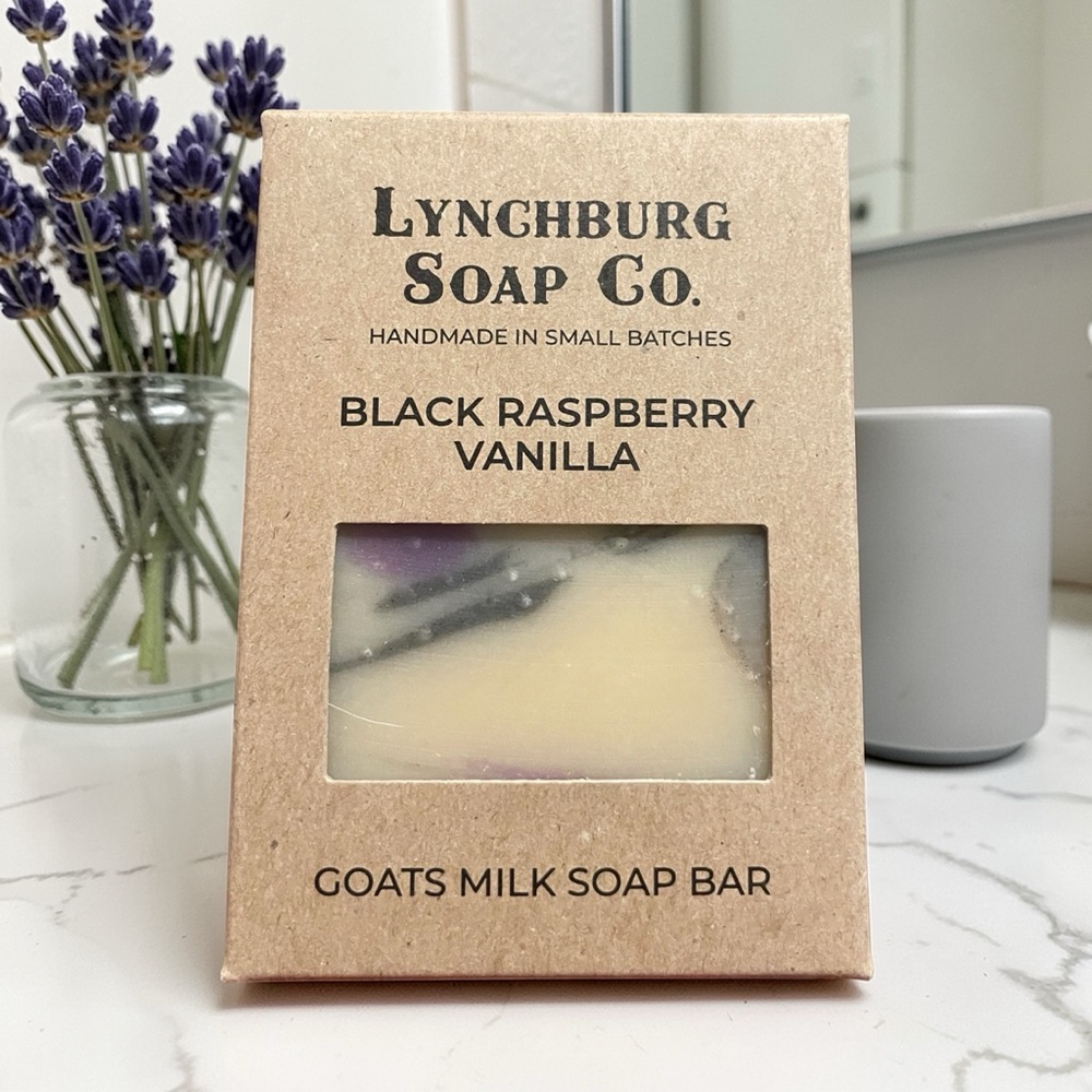 Black Raspberry Vanilla Goat Milk Soap Bar - Cream & Purple